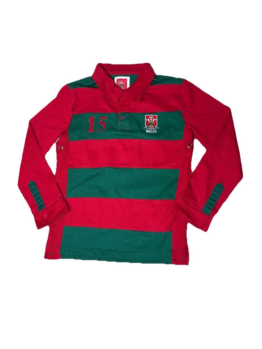 Vintage Rugby Jersey 11-12 Youth Wales Long Sleeve Red Green Stripes Shirt